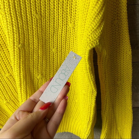 Abound women/'s yellow ribbed knit dolman textured pullover sweater size Medium